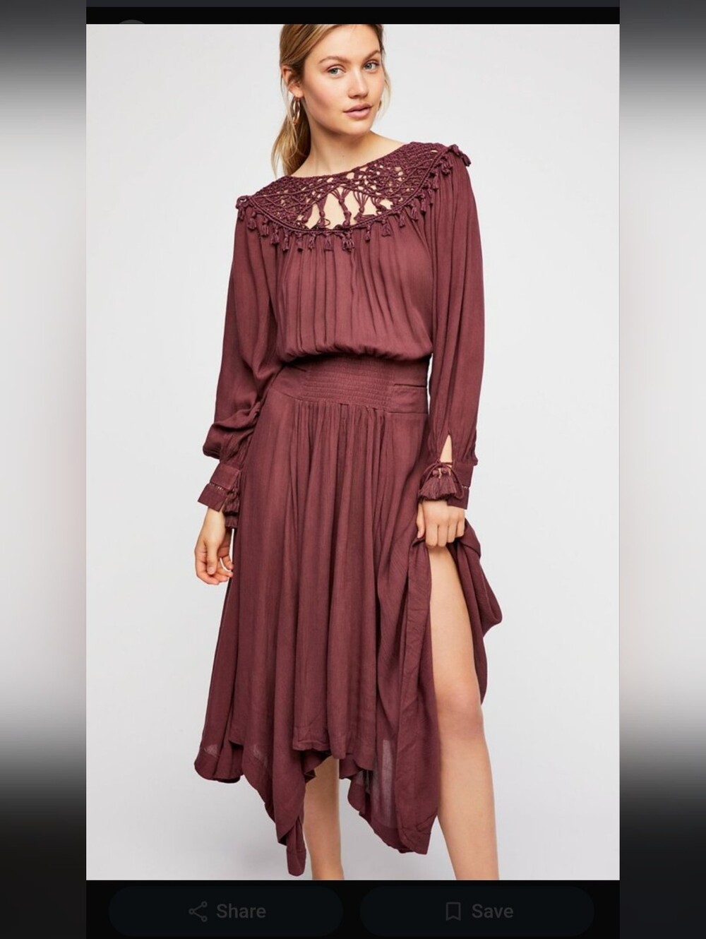 Free People Burgundy Camille Midi Dress Size S Head Turning Dress